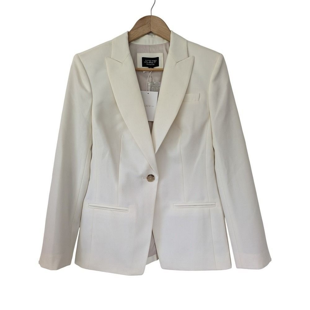 J. Crew Alexandra Blazer in Wool Blend Twill Size 2 Ivory NWT $398 CI380